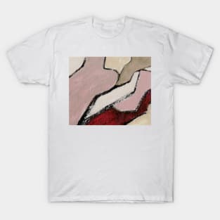 Rose Bordeaux Beige Abstract Art T-Shirt